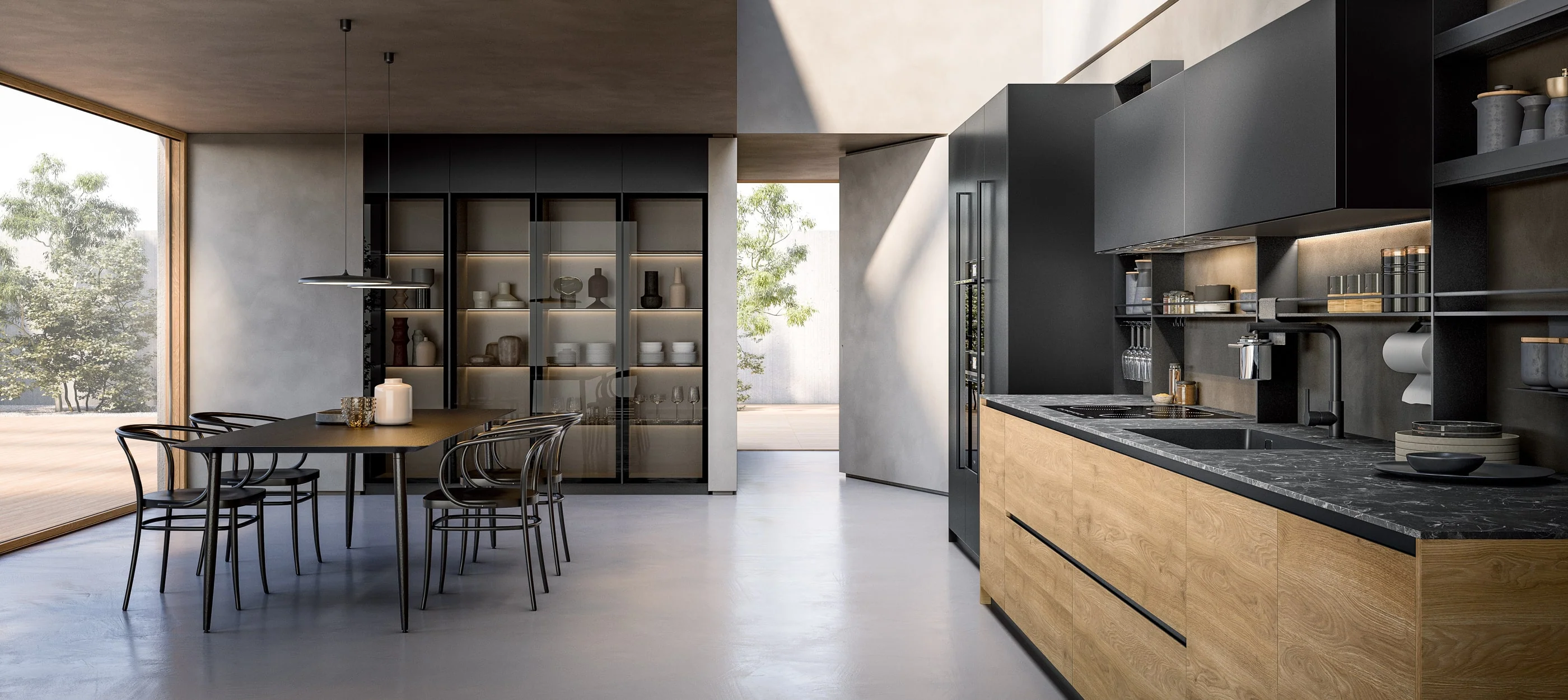 Cuisines Laque Métal Ambra et Chêne Naturale